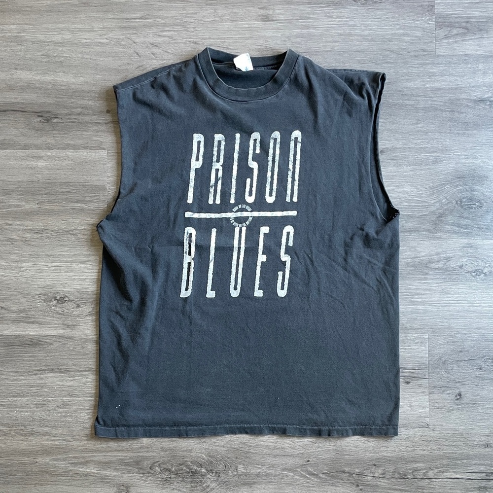 Vintage 90’s Hanes “Prison Blues” Cut-off Graphic T-Shirt (Sz. XL)
